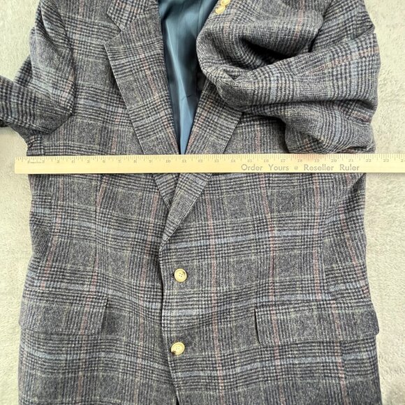Vintage Austin Reed Blazer Mens 44R Gray Plaid Tweed Wool Houndstooth USA Made - Picture 6 of 14